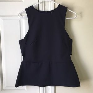 H&M Navy Shell Peplum Side Cutout Tank